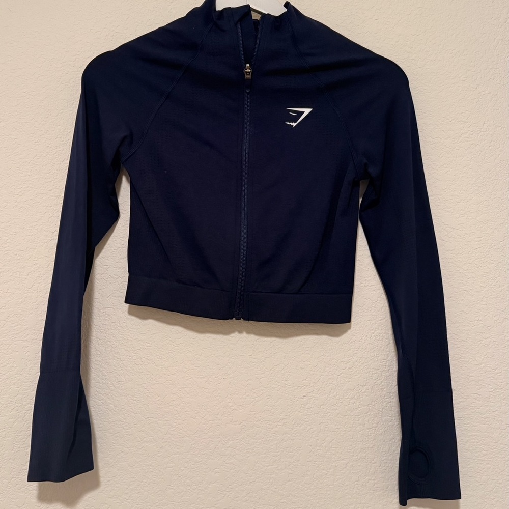 Gymshark cropped compression royal blue zip up